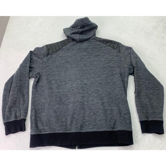 Rock & Republic Mens XL Gray Black Moto Sleeve Sweatshirt Hoodie Full Zip Jacket - Picture 2 of 8